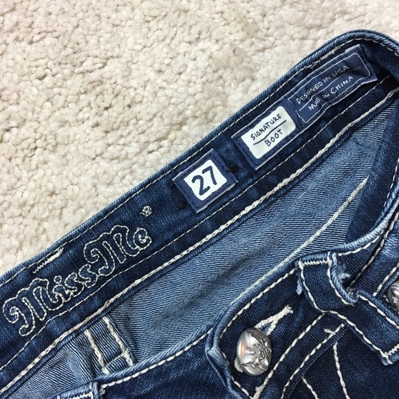 Miss Me Jeans Signature Bootcut Cross Embellishment Style JE8293BR Size 27 - Picture 7 of 11